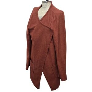 Heirloom Rust Terracotta Drape‎ Front Cardigan Sweater XL Womens Open Knit Boho